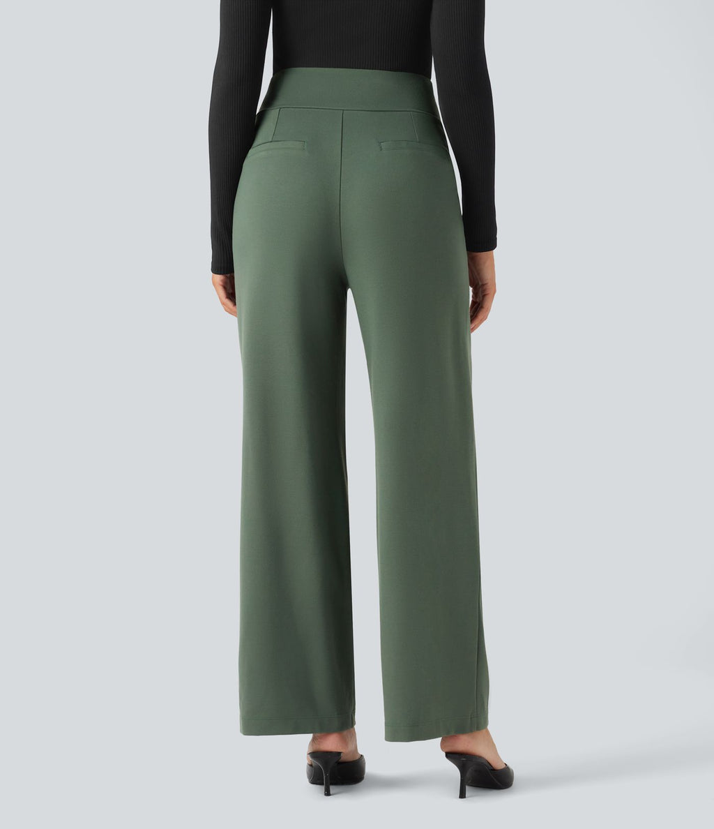 Pantalon tailleur coupe droite taille haute Halara Flex™ avec poches
