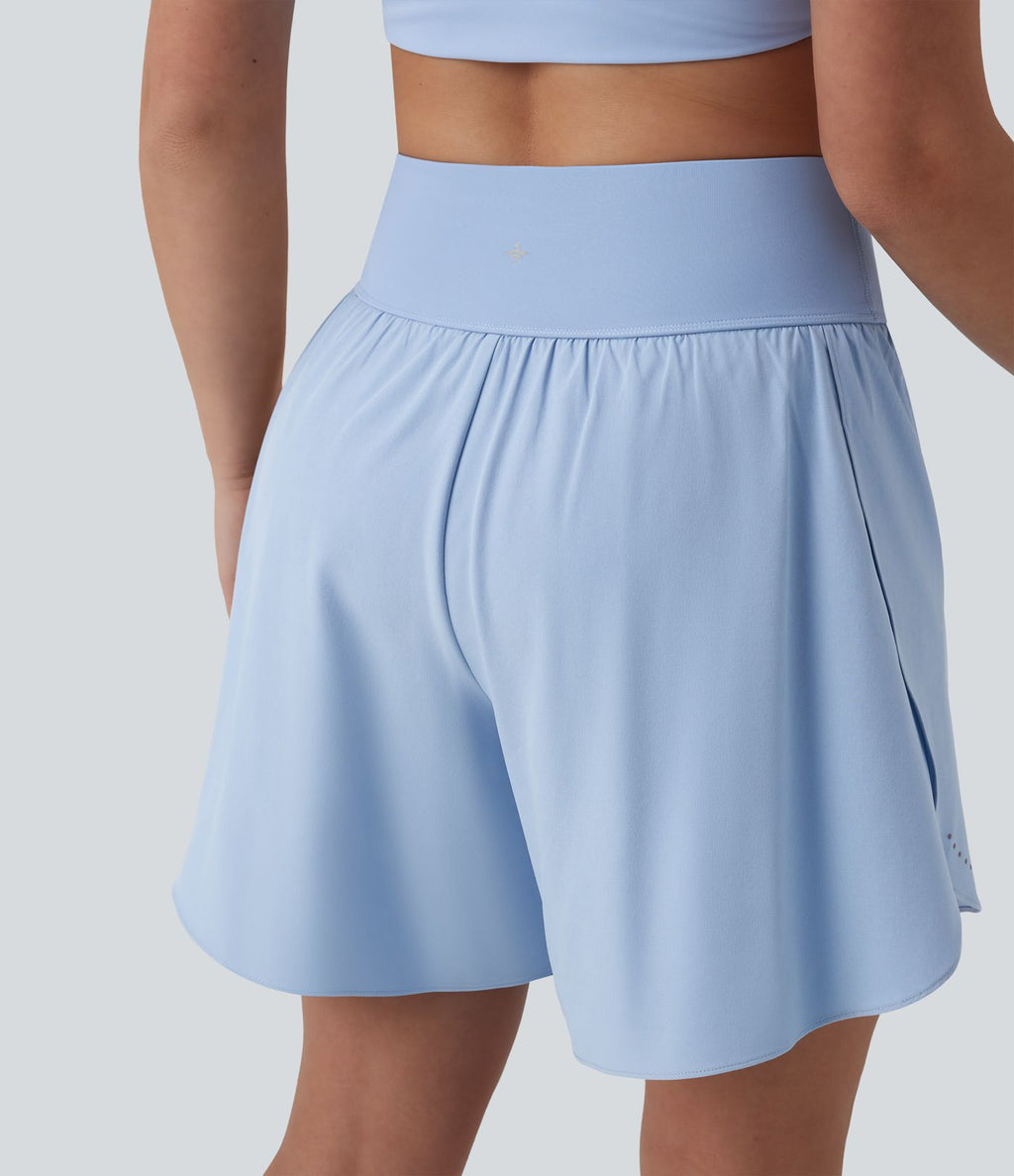 SoftlyZero™ QuickDry Short running 2-en-1 gainant taille haute à pois réfléchissants et ourlet croisé 17,5 cm avec poches