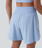 SoftlyZero™ QuickDry Short running 2-en-1 gainant taille haute à pois réfléchissants et ourlet croisé 17,5 cm avec poches