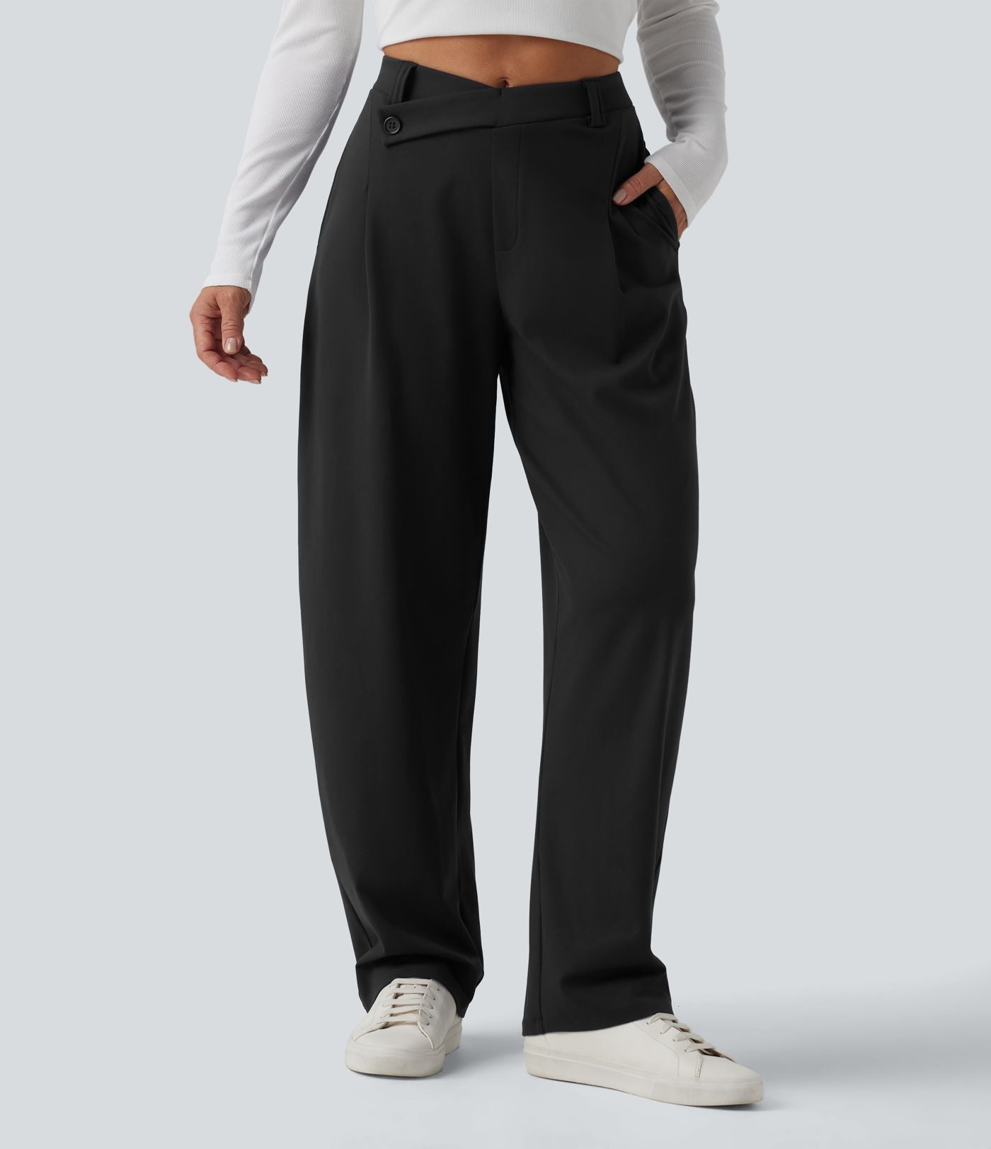 Pantalon tailleur fuselé Halara Flex™ DayStretch taille haute asymétrique avec poches