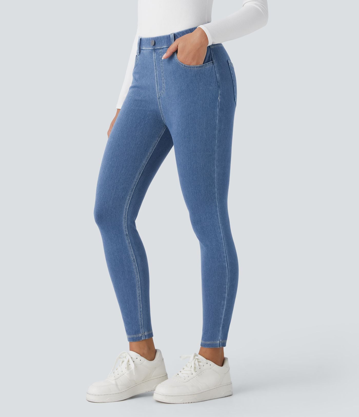 Leggings 7/8 de travail en denim taille haute avec poches Halara Flex™