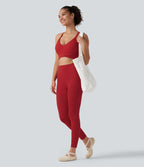 Brassière de yoga Halara UltraSculpt™ côtelée maintien léger à col V avec coussinets amovibles
