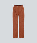 Pantalon en velours côtelé décontracté taille moyenne avec poches latérales