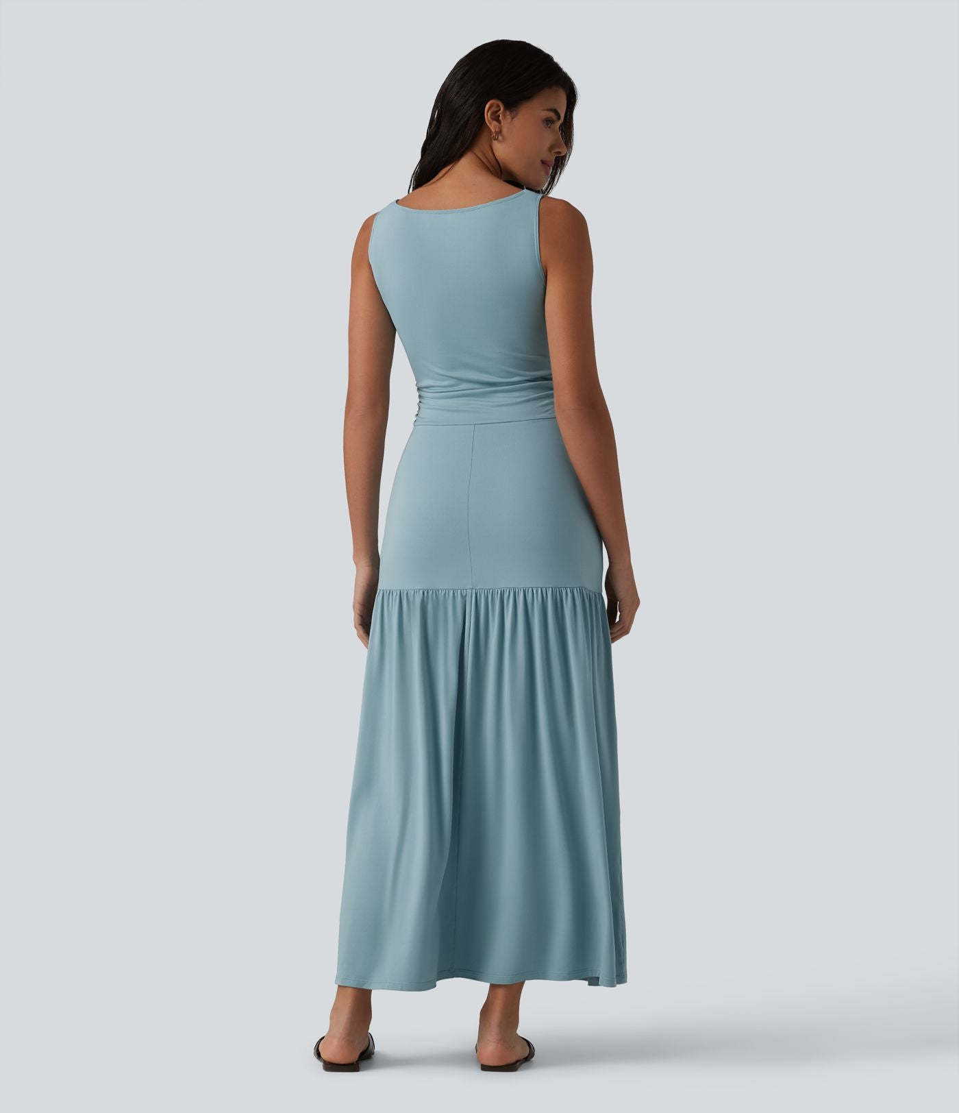 Robe longue fluide sans manches, coupe moulante, style casual