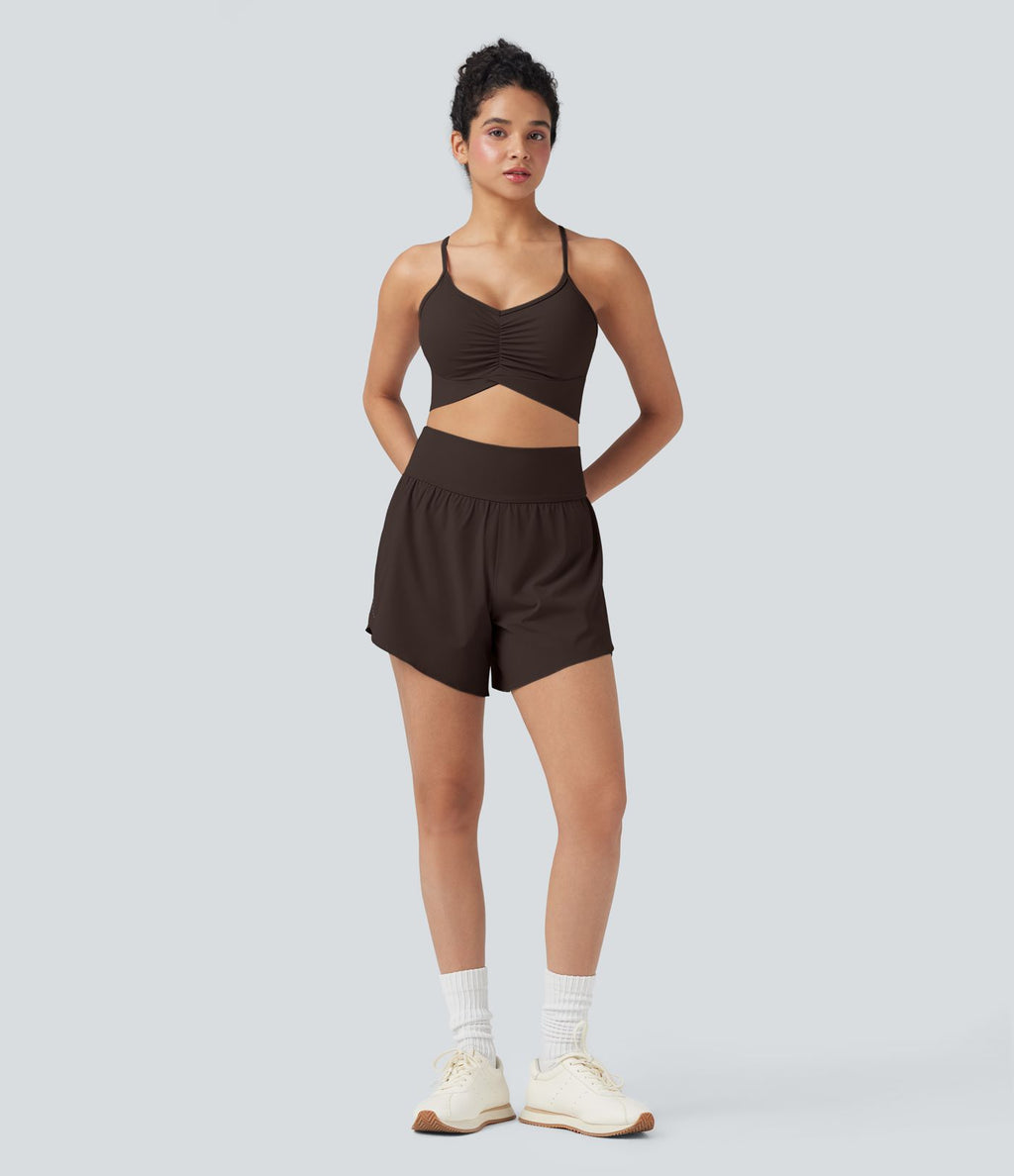 Short 2-en-1 de course gainant taille haute avec points réfléchissants, ourlet croisé et séchage rapide 12,5 cm avec poches SoftlyZero™
