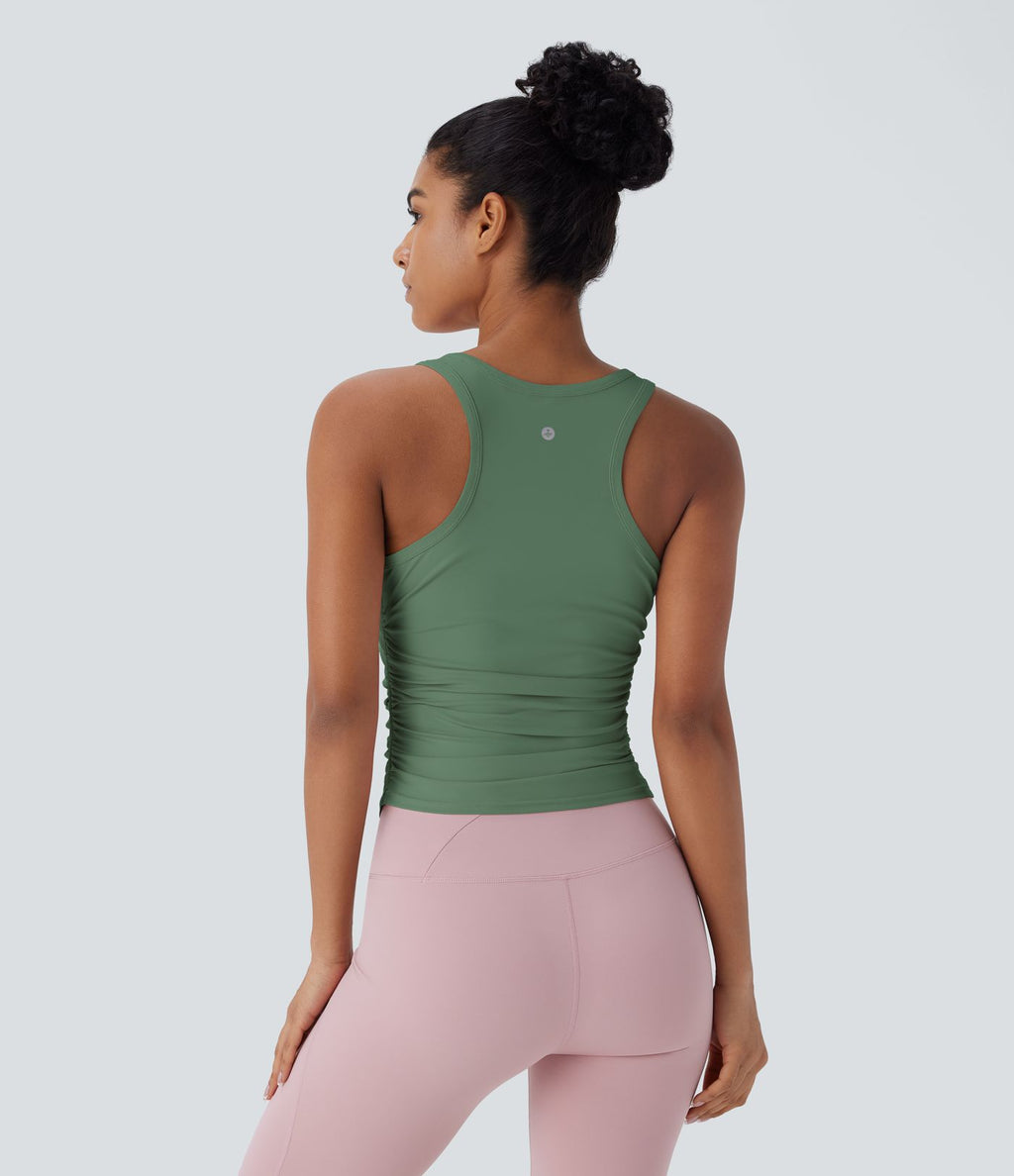 Débardeur de yoga dos nageur froncé col rond