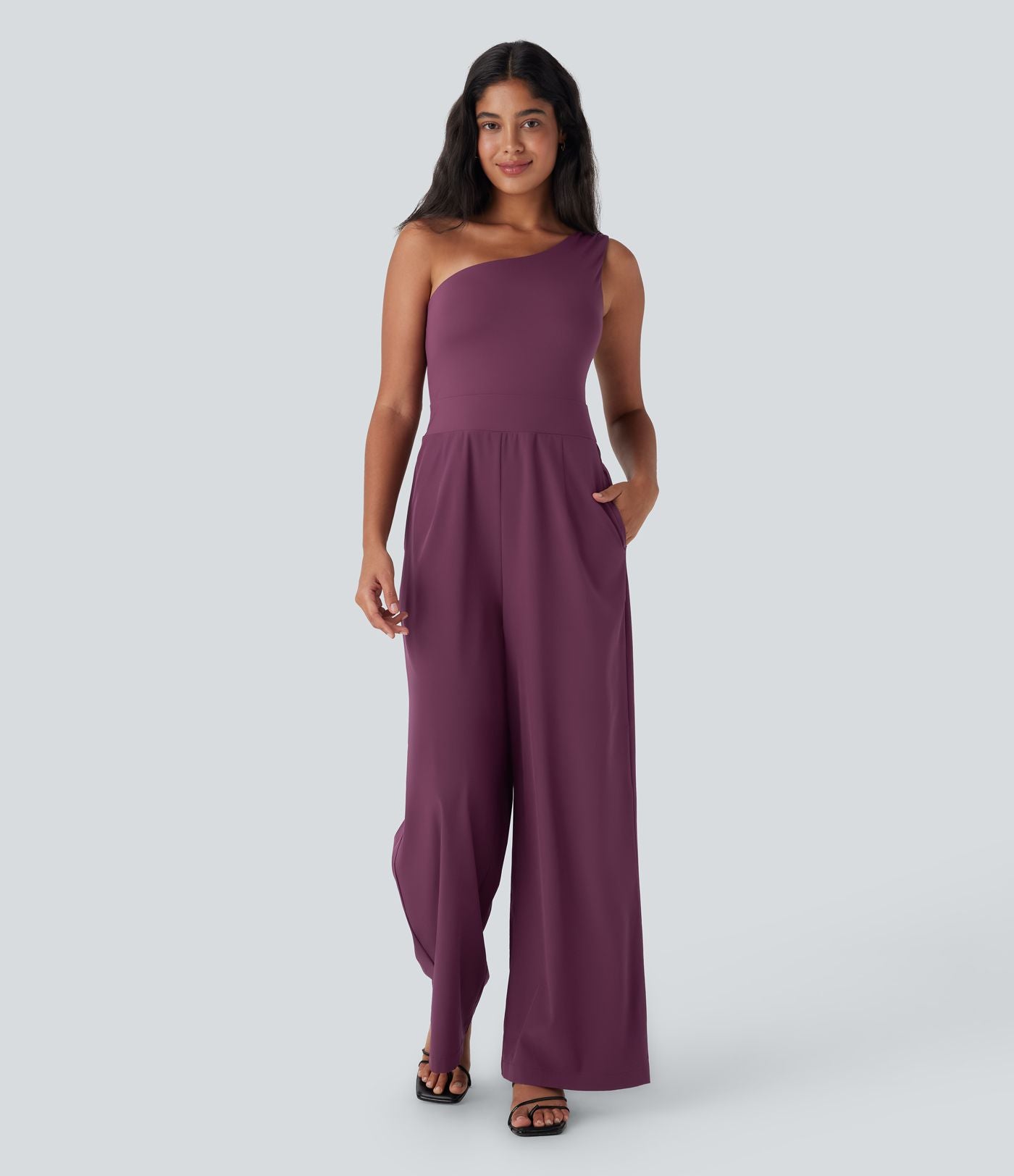 Combinaison de soirée Breezeful™ asymétrique dos nu séchage rapide avec poches latérales