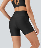 Short cycliste 12,5 cm de course gainant taille haute brillant avec poches
