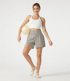 Short de yoga ample 2 en 1 à rayures taille ultra haute avec poches
