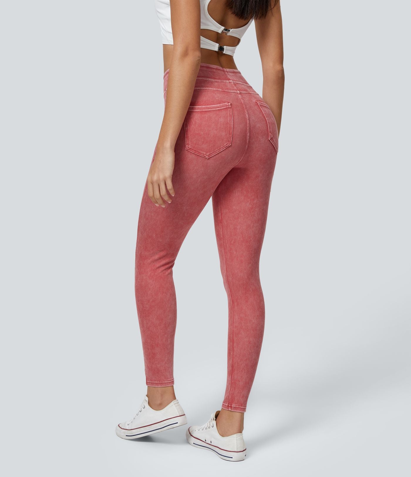 Halara Flex™ Jegging Casual Tricot Extensible Coloré Taille Haute Poches Arrière Latérales