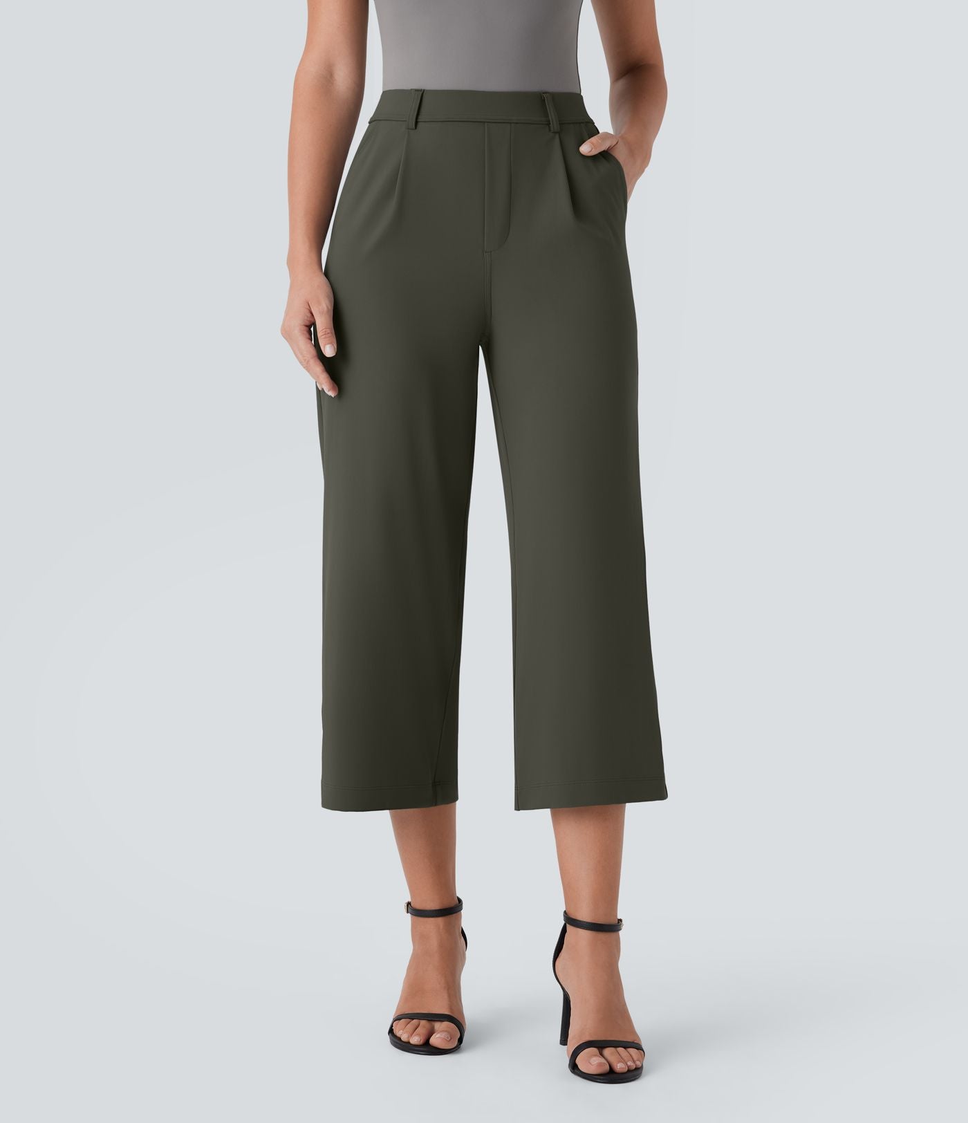 Pantalon capri de travail coupe droite taille haute Halara Flex™ DayStretch avec poches latérales
