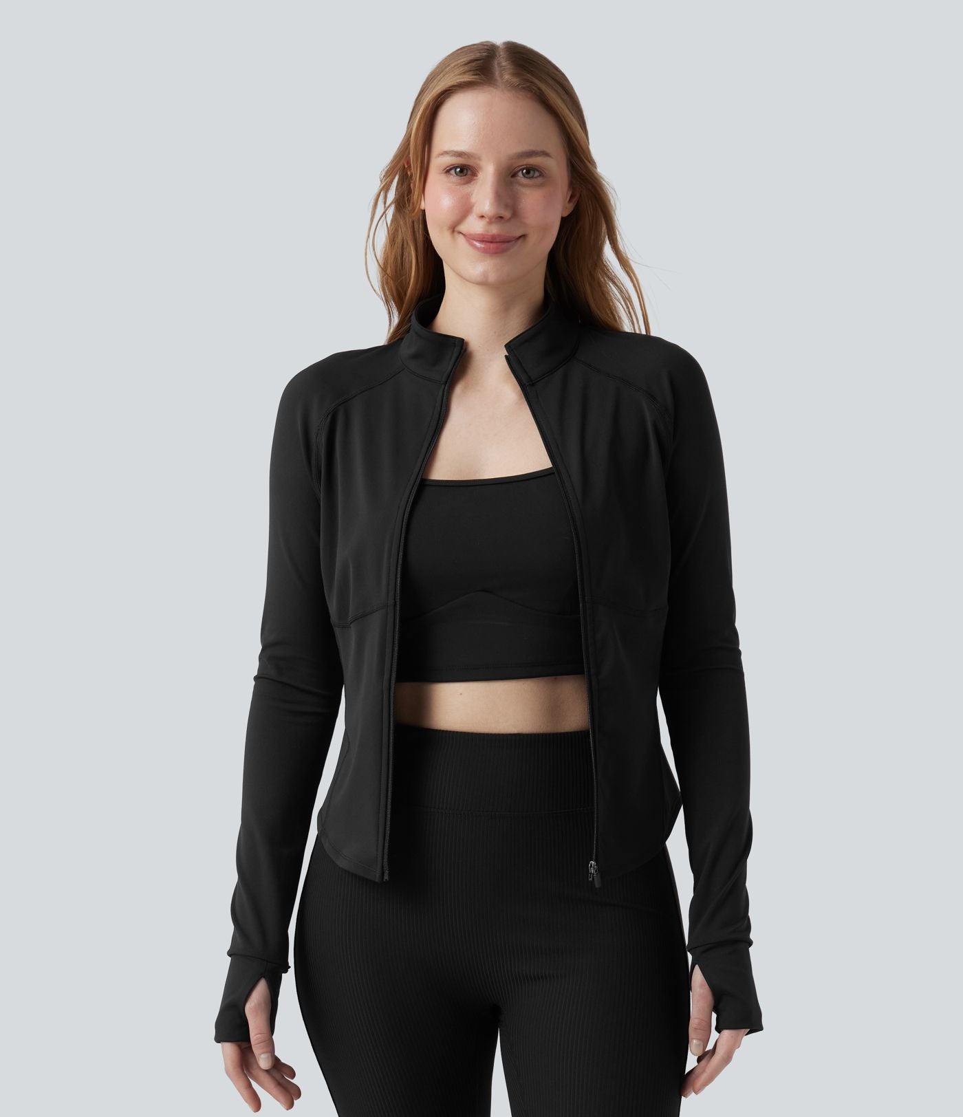 PuffFlex Manteau doudoune 3-en-1 court casual à col montant et veste à ourlet arrondi avec passants pouces et poche