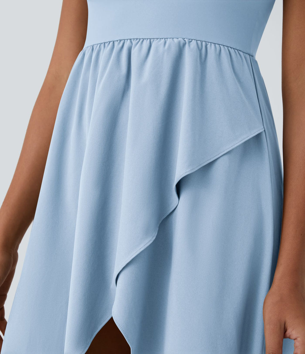 Breezeful™ Robe Casual 2 Pièces Dos Nu Haut Bas Poche Latérale Fluide Séchage Rapide