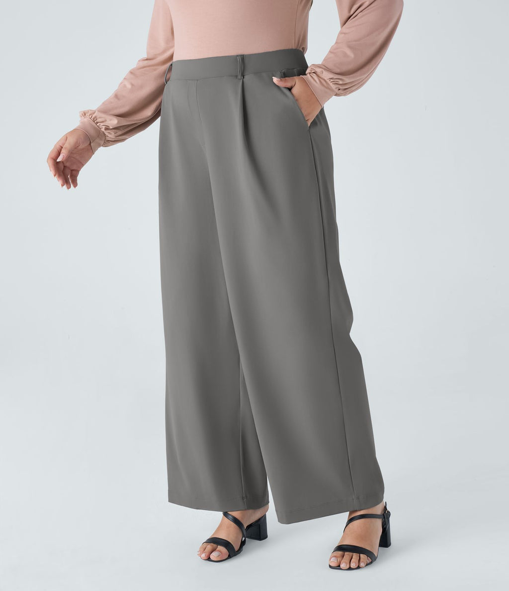 Pantalon de travail grande taille coupe droite taille haute Halara Flex™ DayStretch avec poches