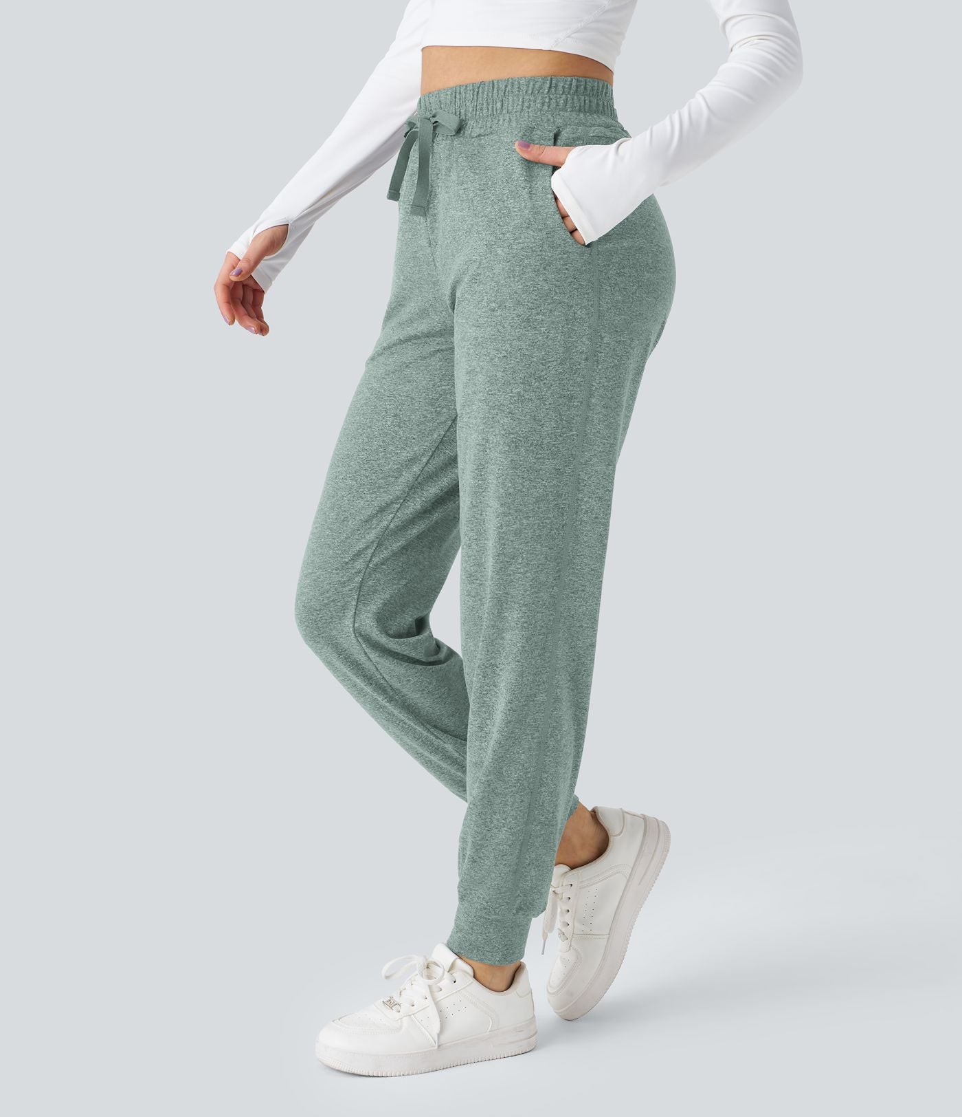 Jogging Yoga Froncé Taille Haute Cordon de Serrage Poche Latérale