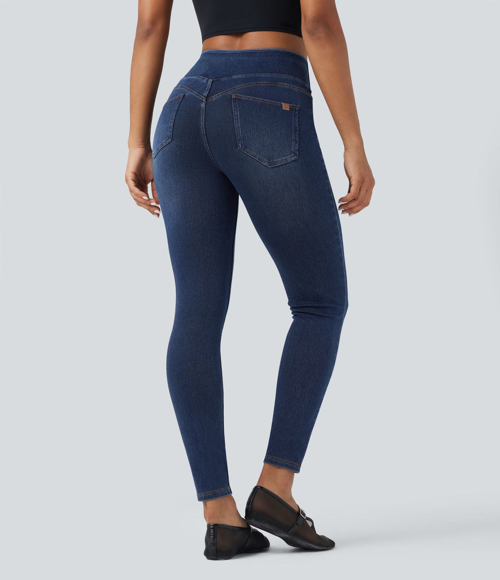 Legging 7/8 skinny en denim Halara Flex™ taille haute gainant avec poches