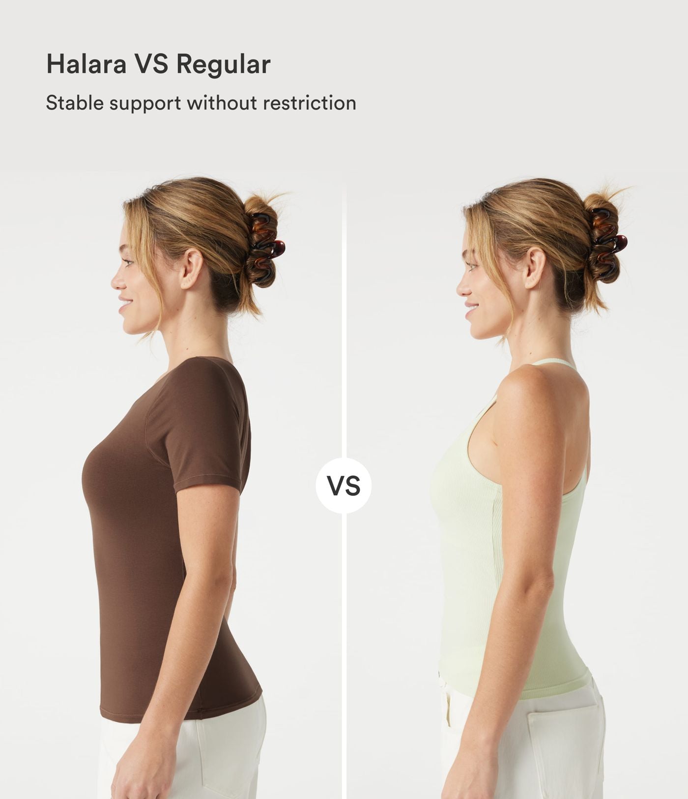 T-shirt casual Halara en jersey de coton asymétrique brassière intégrée bonnets B à DD