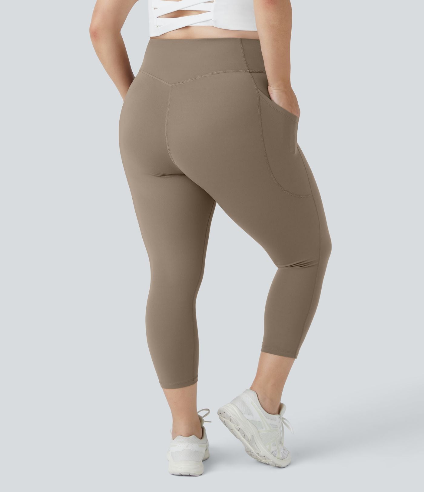 Legging Capri Training Taille Haute Poches Latérales Sculptante Grande Taille