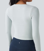 Haut de sport yoga ajusté col Henley en maille gaufrée à manches longues sans couture OneForm Seamless Flow