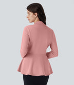 Veste péplum de travail col en V avec un bouton