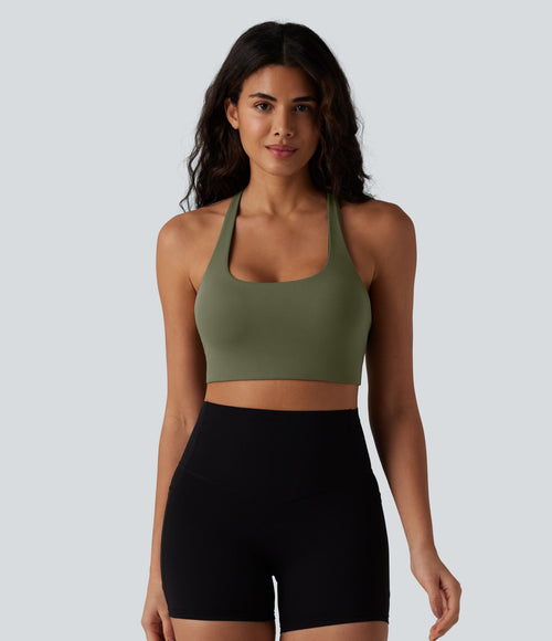 Brassière de sport SoftlyZero™ à maintien léger, dos nu, bretelles réglables, col en U, brassière intégrée bonnets B-DD
