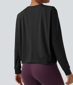 Haut de sport yoga col rond manches longues froncé - UPF50+