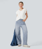 Jean barrel Halara Flex™ rayé taille haute avec poches