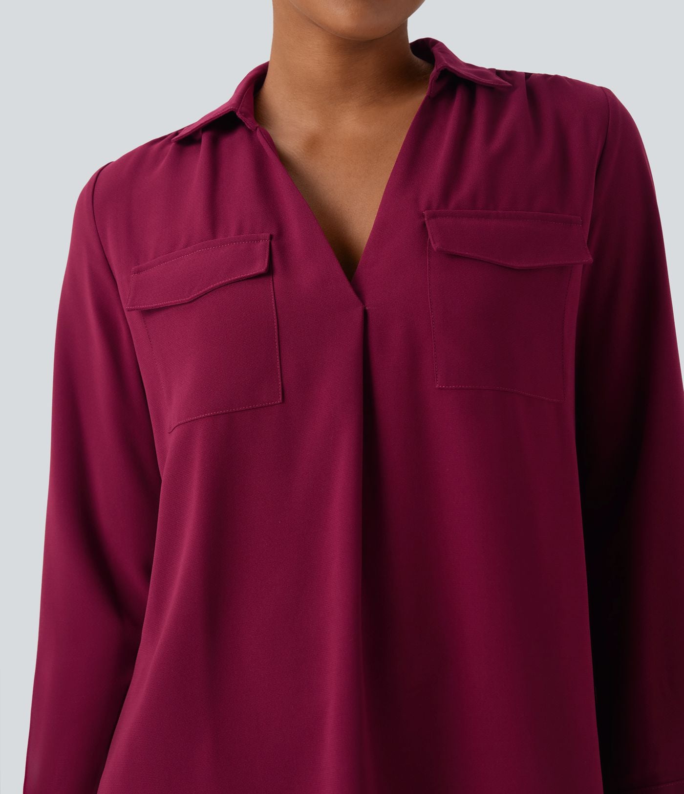 Chemise de travail col V manches longues avec poches