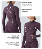 Veste de yoga Halara UltraSculpt™ col montant froncée push-up manches longues à trous pouces avec poches