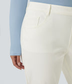 Jean décontracté Halara Flex™ grande taille, taille haute, multiples poches, jambes droites, effet délavé, en maille extensible