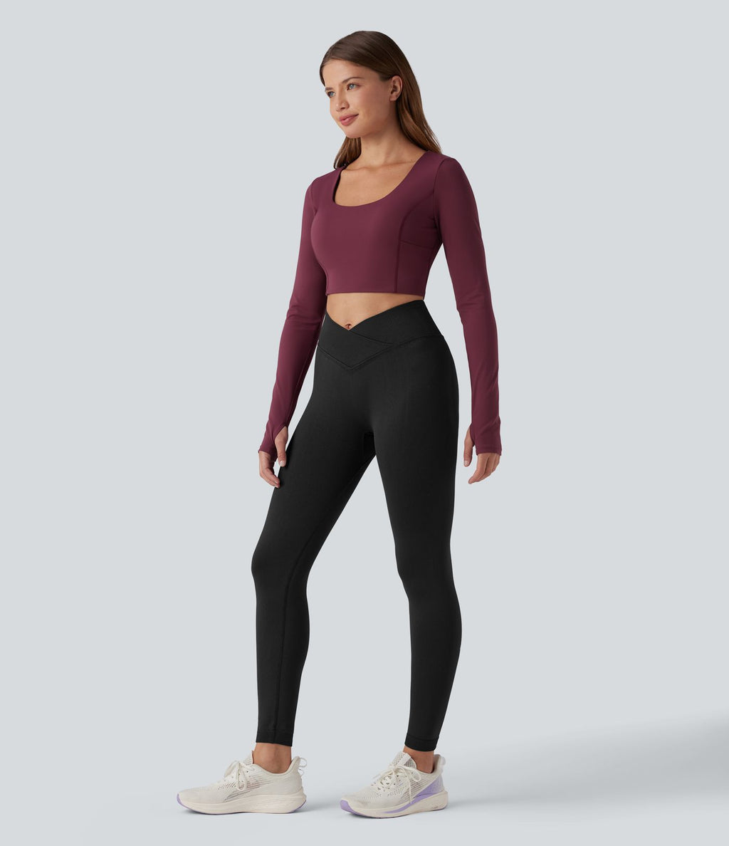 OneForm Seamless Flow Legging 7/8 yoga froncé taille haute croisée