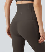 Pantalon large fluide décontracté gainant taille haute avec poches