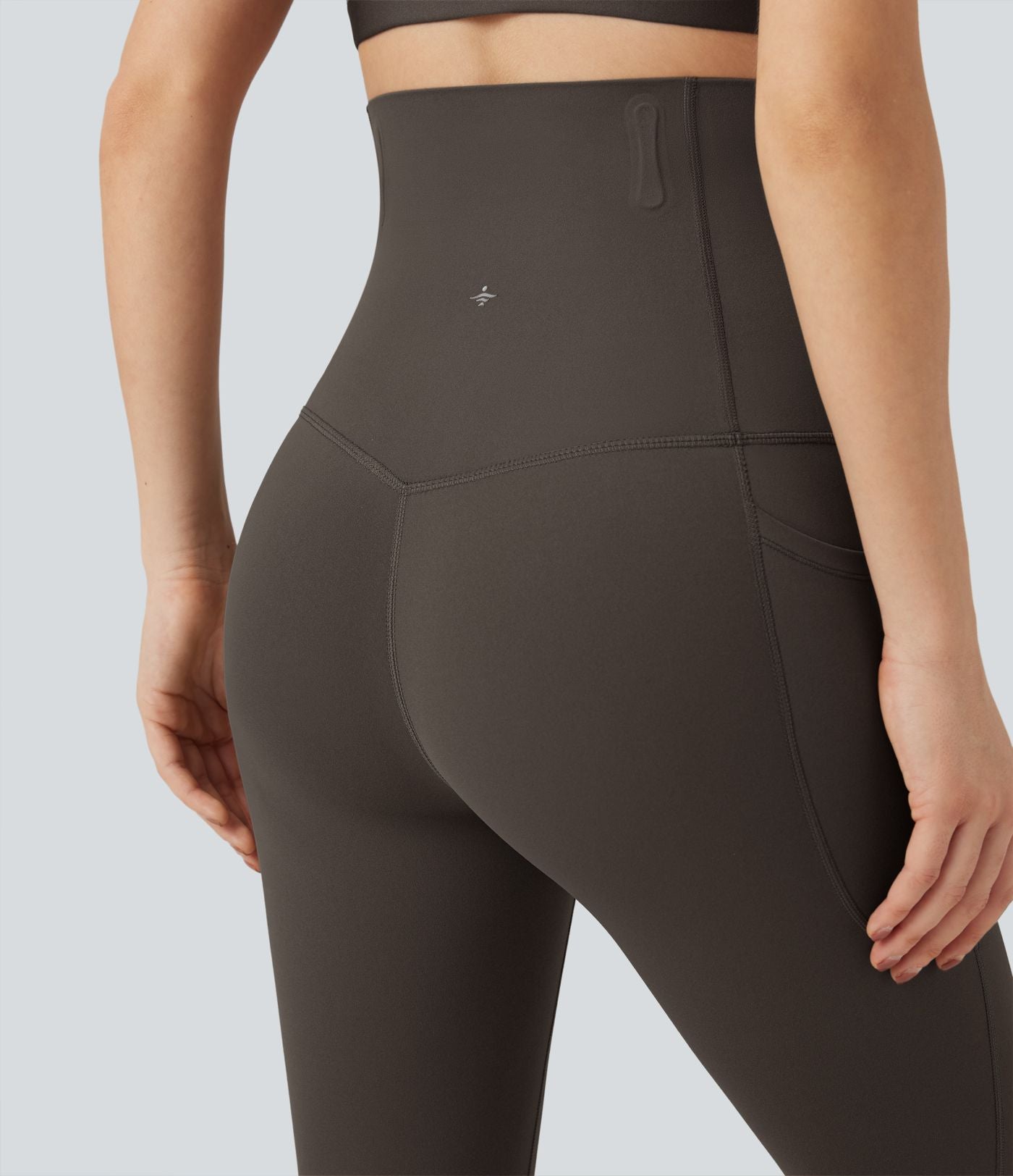 Pantalon large fluide décontracté gainant taille haute avec poches