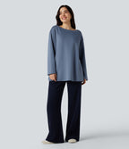 Sweat-shirt col bateau manches longues coupe décontractée