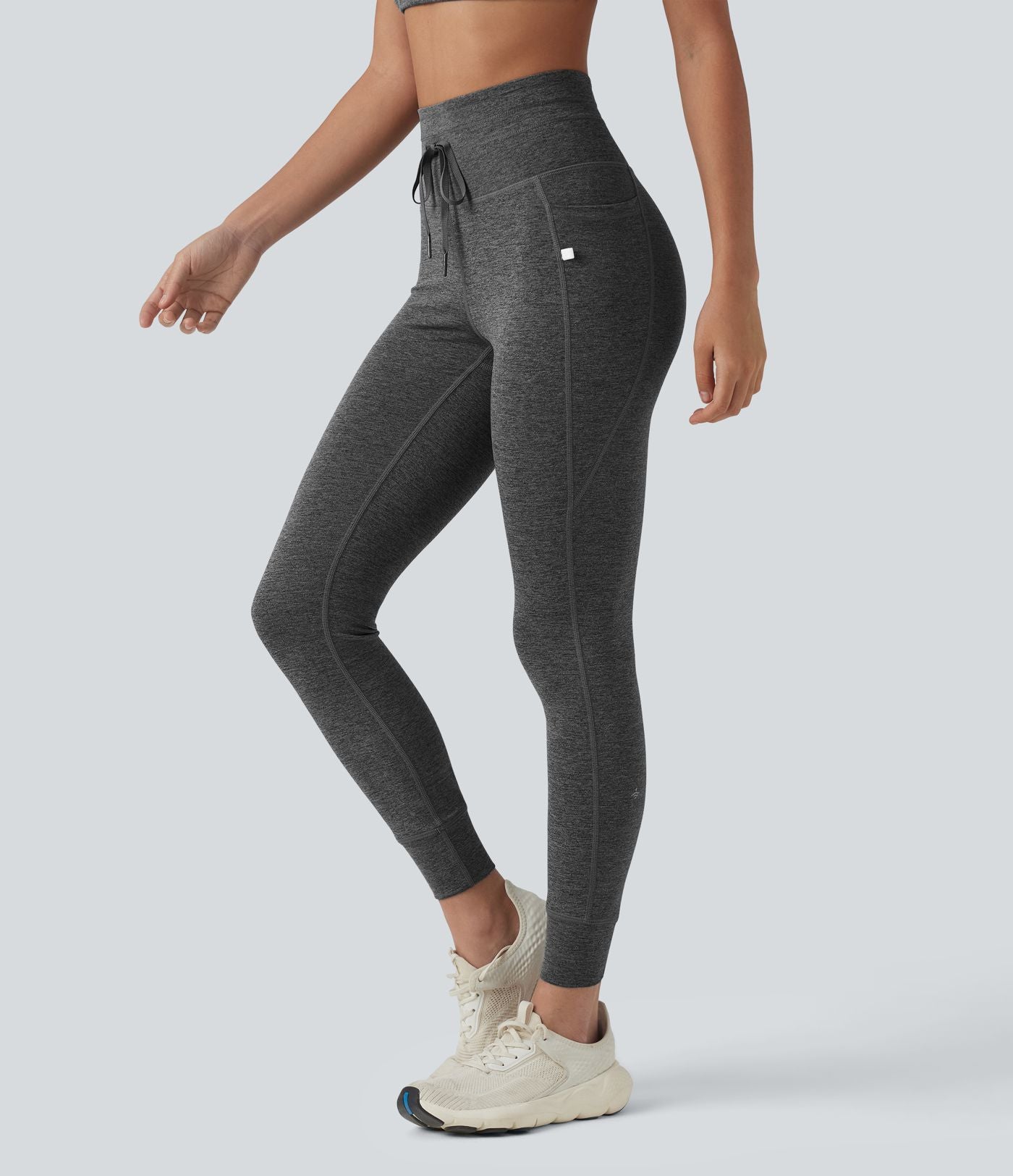 Legging 7/8 de yoga chiné taille haute séchage rapide avec cordon de serrage Halara UltraSculpt™ et poches