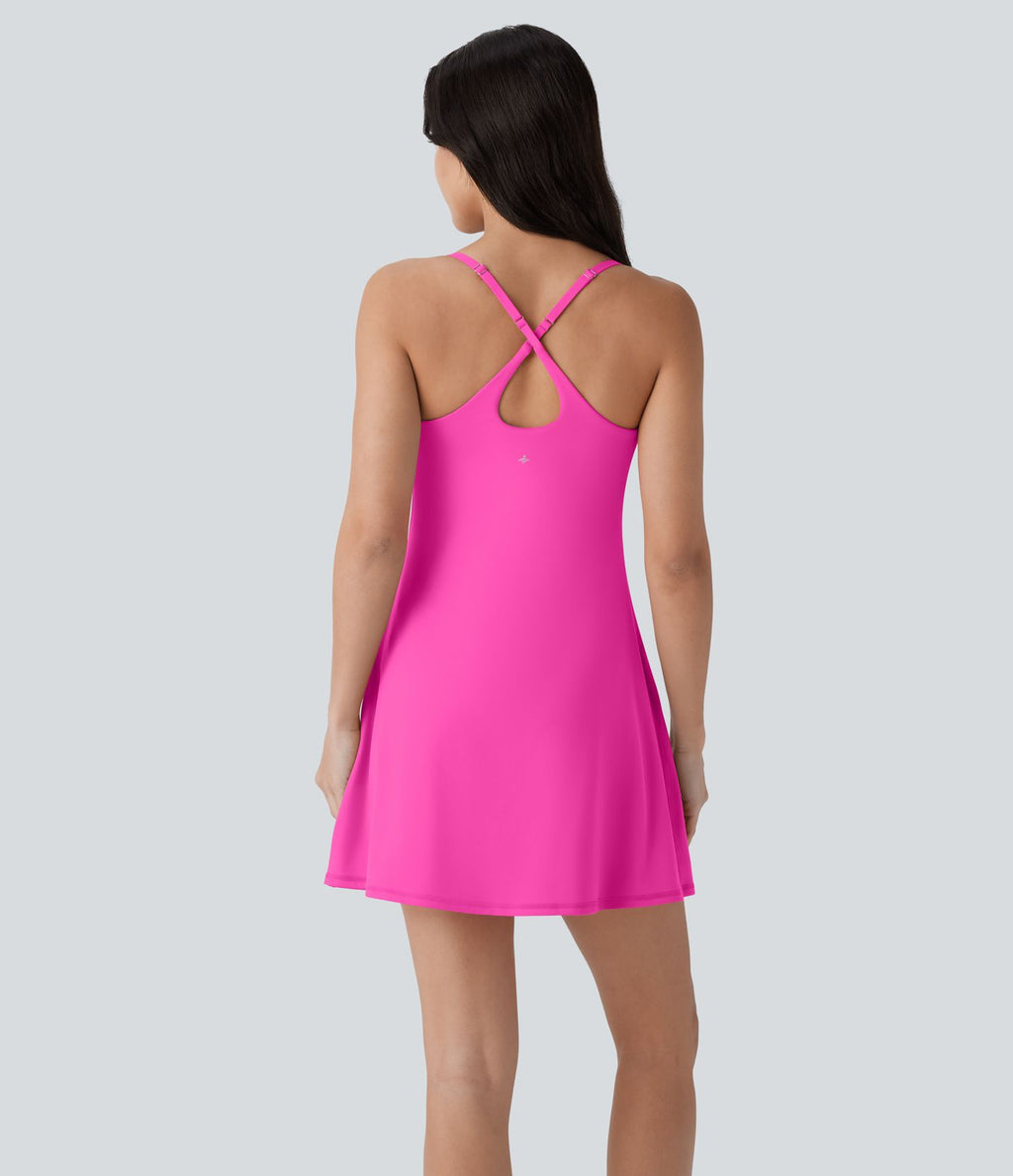Softlyzero™ Plush Robe de danse courte dos nu avec short intégré - Version Easy Peasy