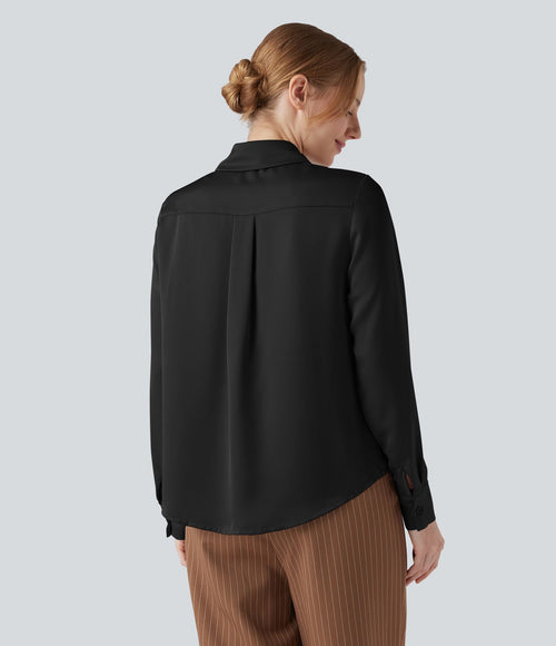 Chemise de travail en satin à manches longues
