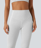 Pantalon de yoga à coupe bootcut gainant taille haute à rayures avec poches