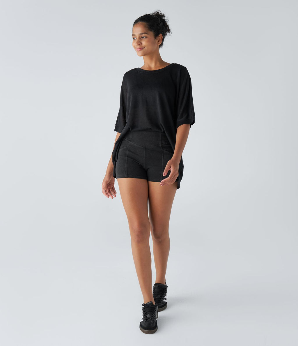 Top Casual Oversize Asymétrique Ourlet Fendu Transparent