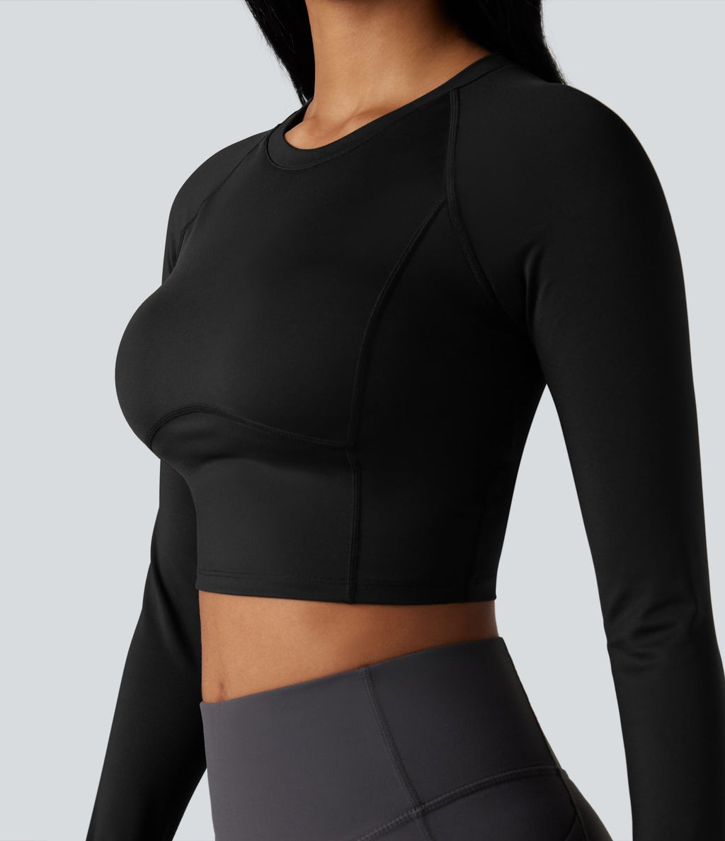 Haut de sport yoga SoftlyZero™ Airy push-up mesh contrastant effet frais InstantCool manches longues avec passe-pouces, protection solaire UPF50+