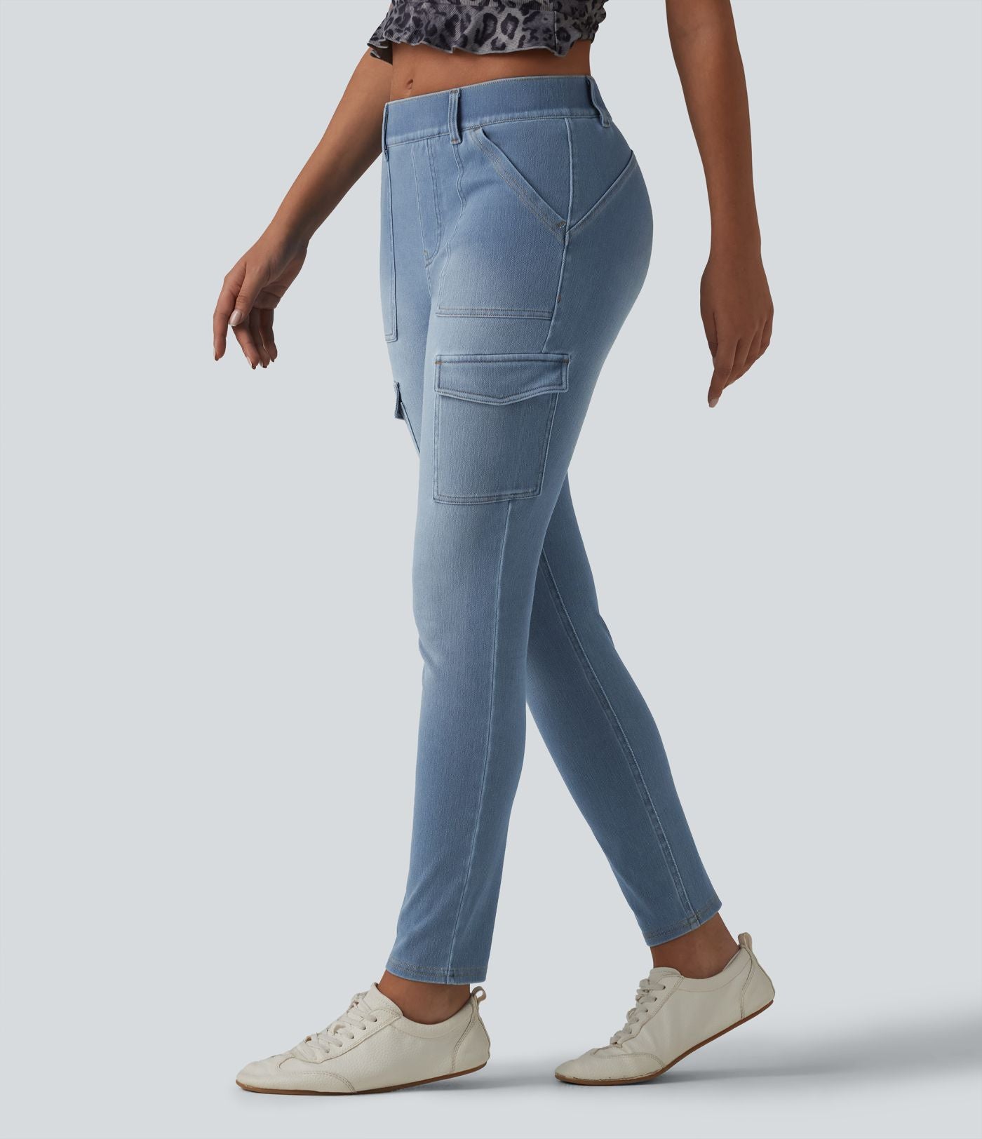Halara Flex™ Jean skinny casual cargo taille mi-haute avec poches