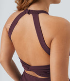 Robe longue de danse évasée à dos ouvert avec torsade grandes tailles et short intégré - Édition Easy Peasy