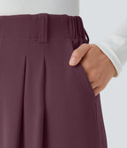 Pantalon Tailleur Large Fluide Halara Flex™ Gaufré Taille Haute Poches Latérales