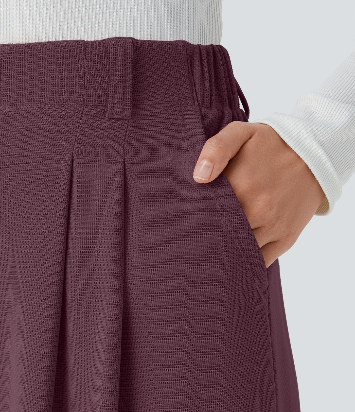 Pantalon Tailleur Large Fluide Halara Flex™ Gaufré Taille Haute Poches Latérales