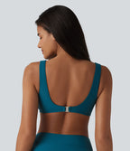 Haut de bikini brillant à col en V, bonnets E-G