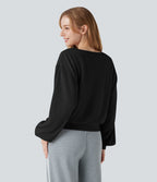 Sweat-shirt col V manches longues