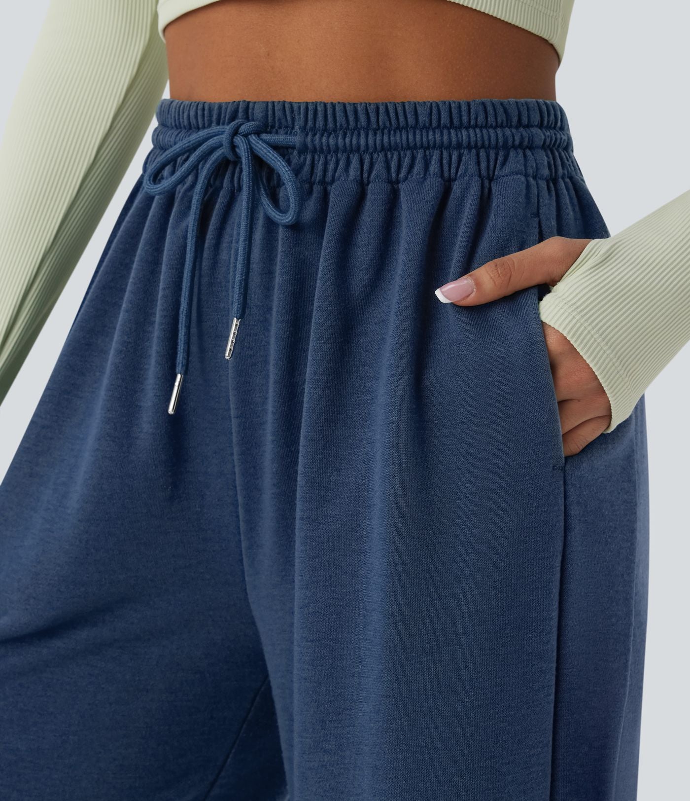Jogging de running taille haute avec poches et cordon de serrage