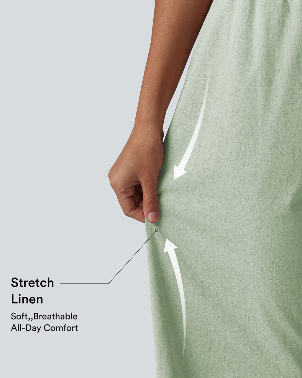 Pantalon large fluide en lin stretch taille haute avec cordon de serrage et poches