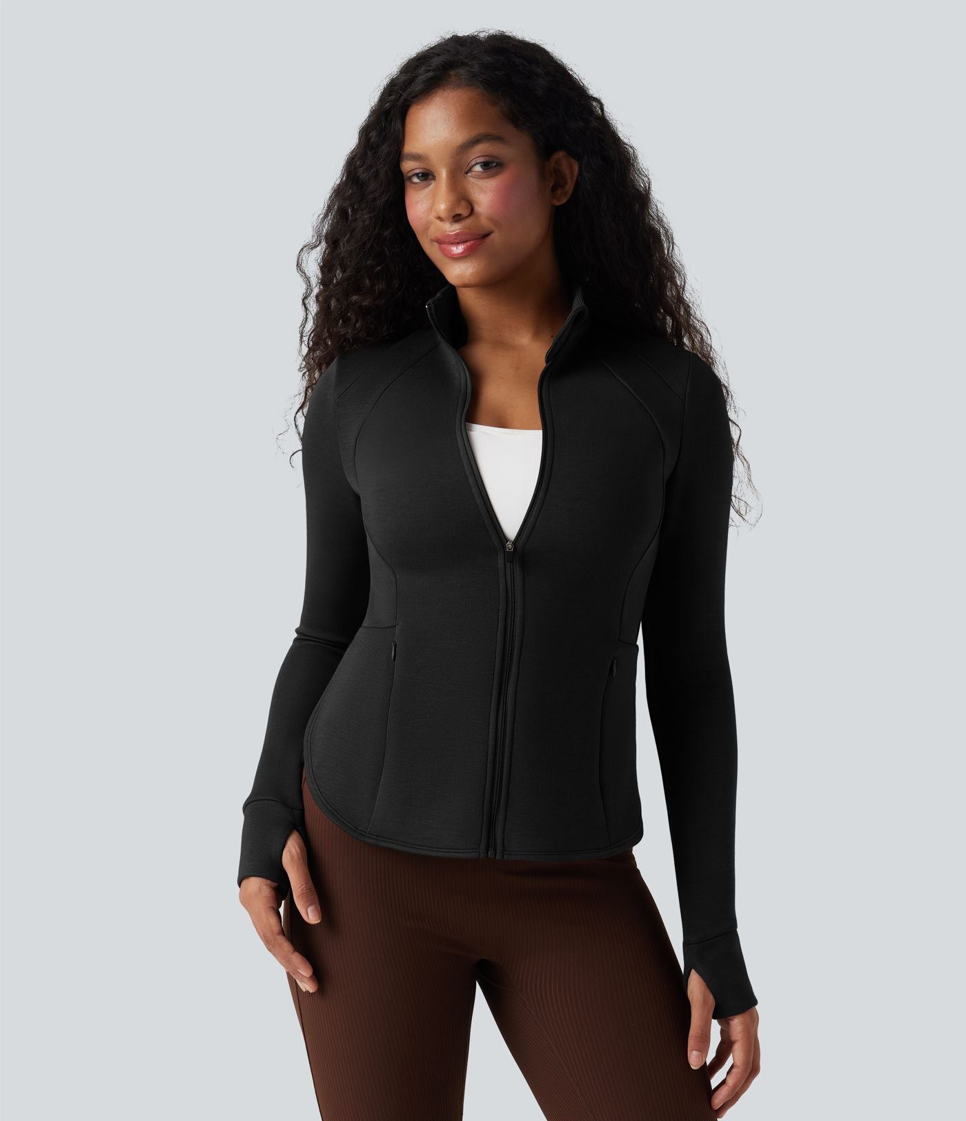 Veste de sport SpacerTek™ col montant, manches raglan longues avec trous pour les pouces