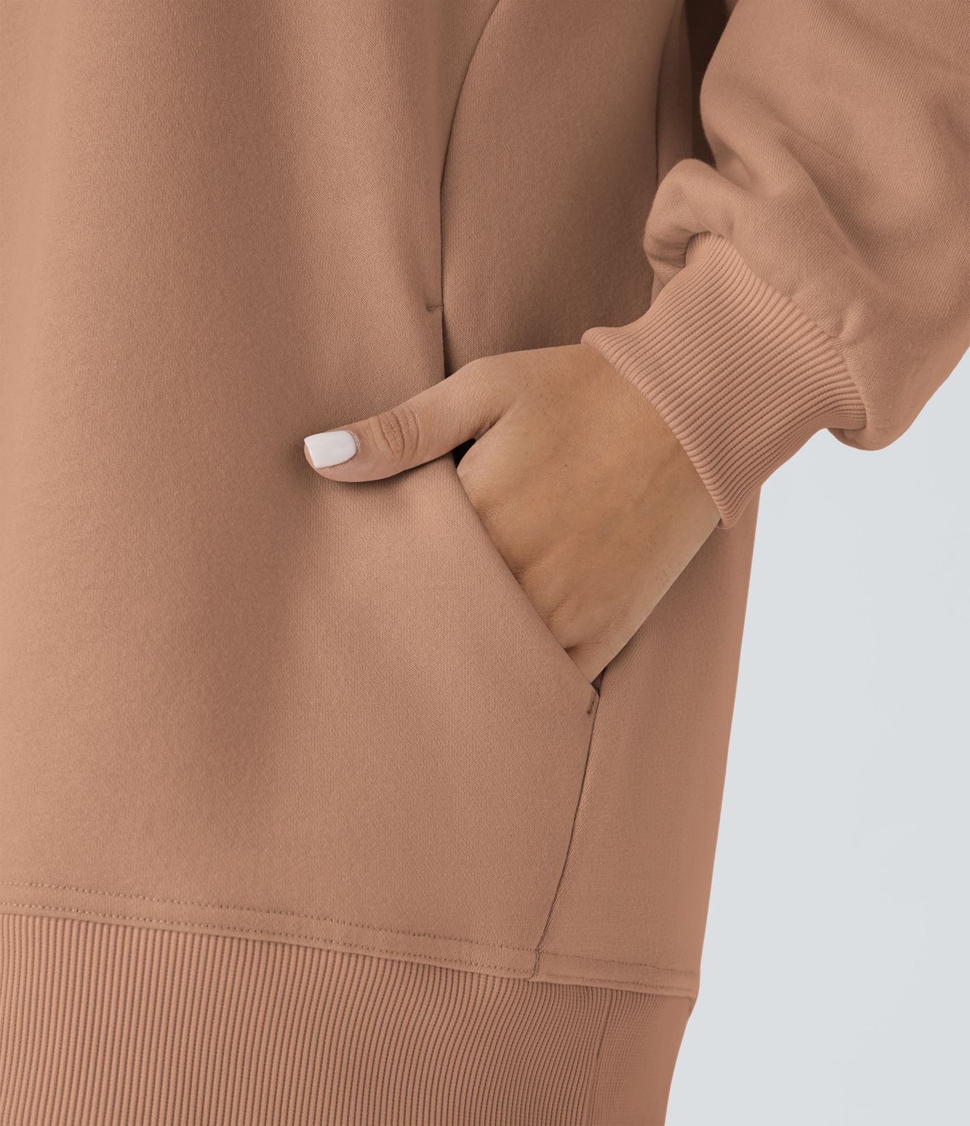 Sweat-shirt décontracté en polaire, col rond, manches longues, poches latérales, coupe oversize